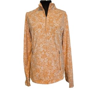 Laura Ashley Golf / Tennis Quarter Zip, Large, Yellow-Orange Floral
